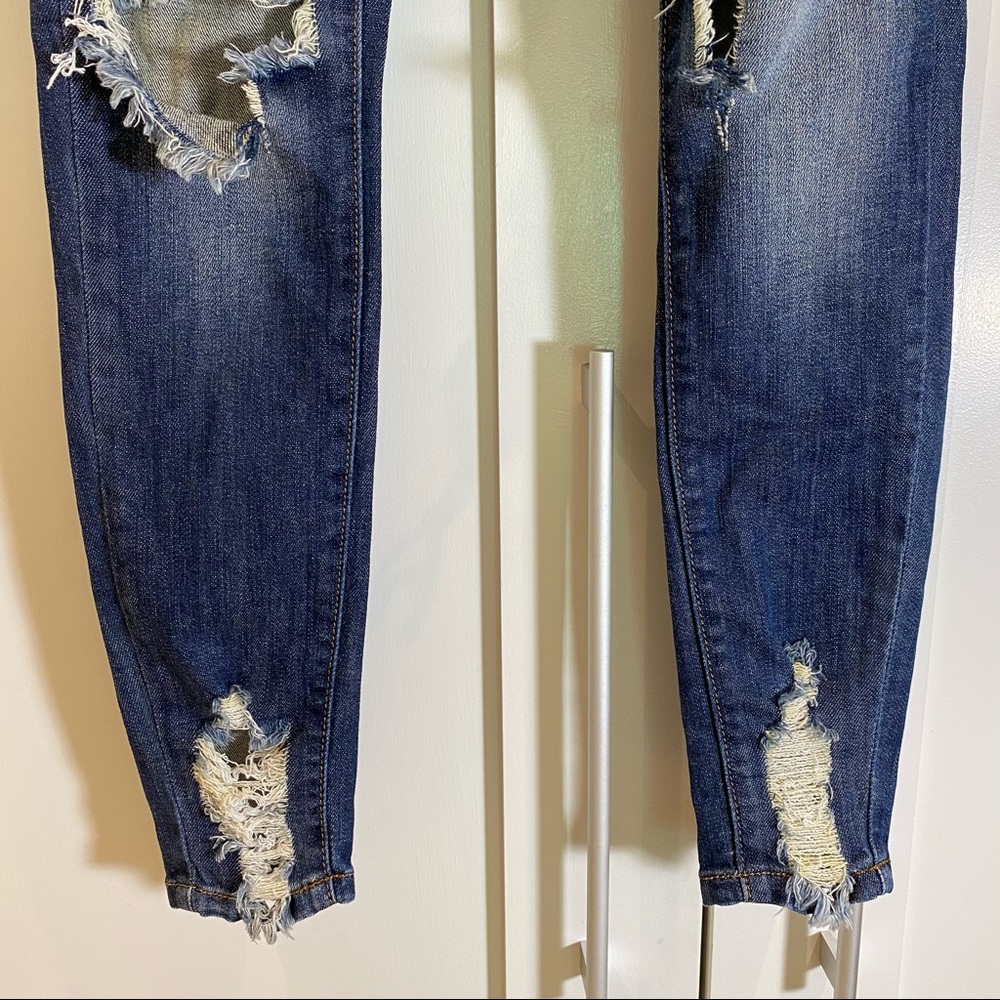 Machine Denim Skinny Stretch Distressed Jeans - Picture 6 of 12